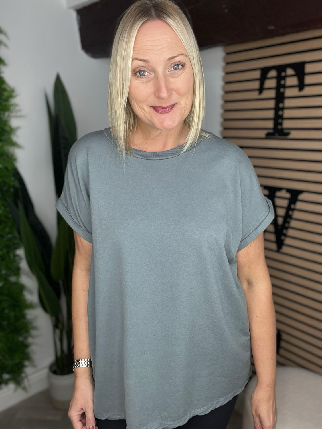 Capped Sleeve Tee - Dove Grey