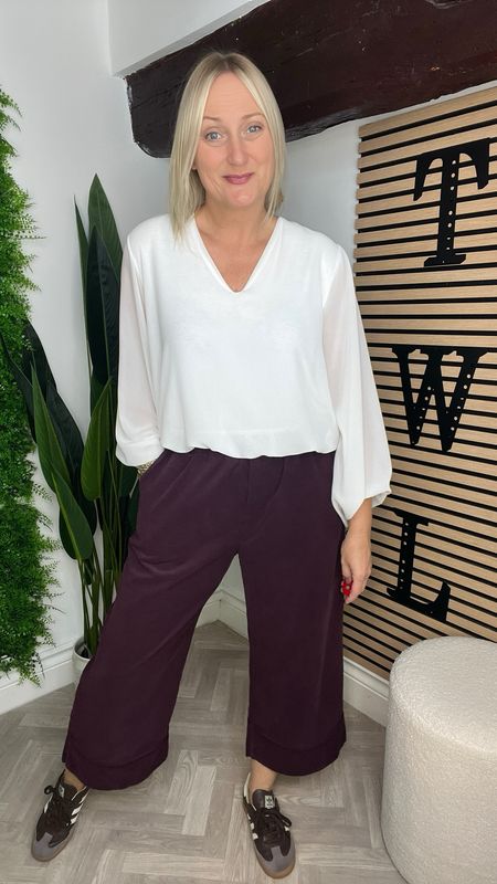Cropped Wide Leg Corduroy- Plum