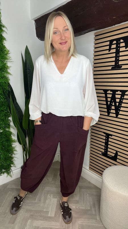 Lola Pin Tuck Corduroy Trouser - Rich Plum