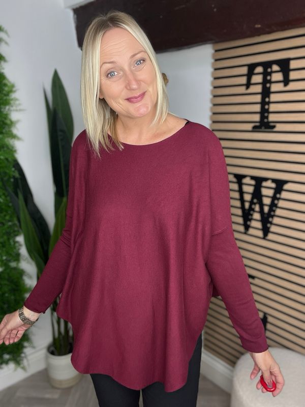 Soft Knit Curved Swing Style Hem - Wine