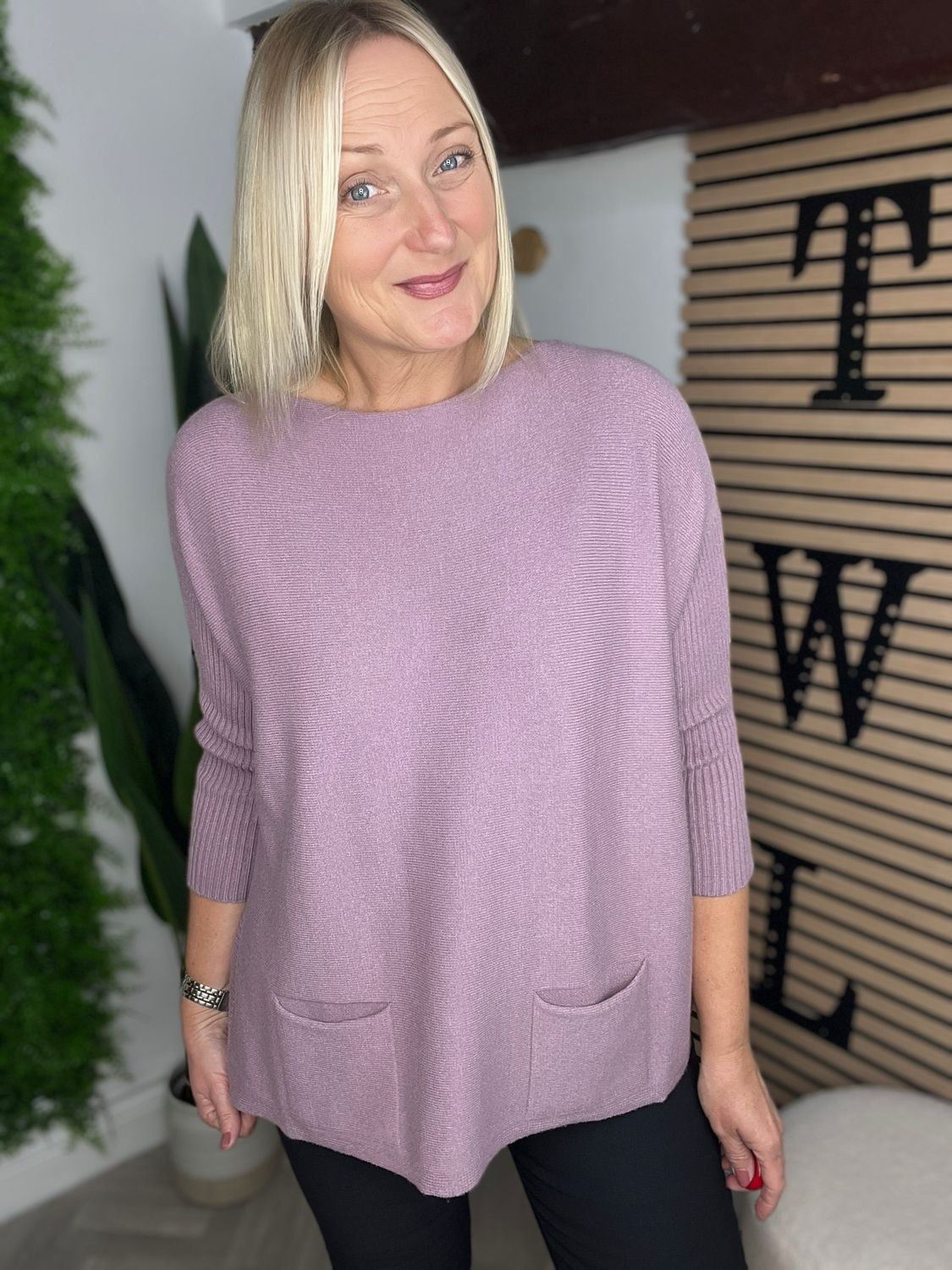 Pocket Detailed Knit Jumper - Mauve