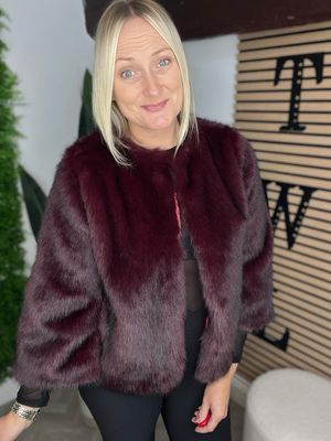 Faux Fur Swing Coat - Dark Barry
