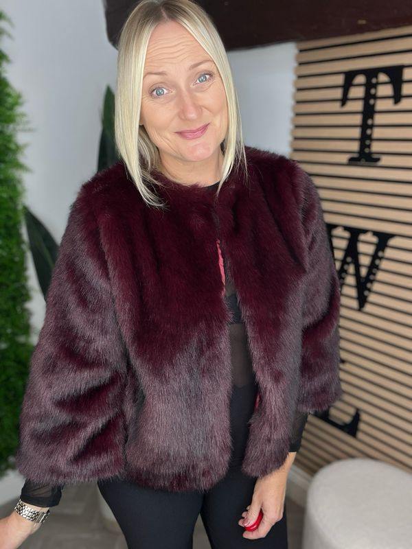 Faux Fur Swing Coat - Dark Barry