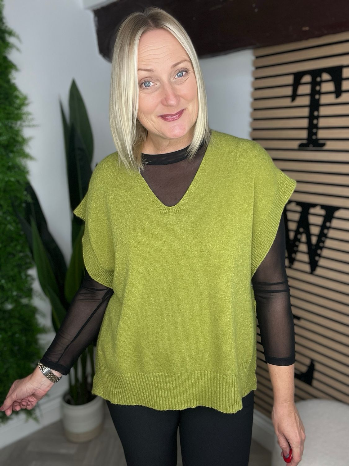 Poncho Style Tank Top - Chartreuse