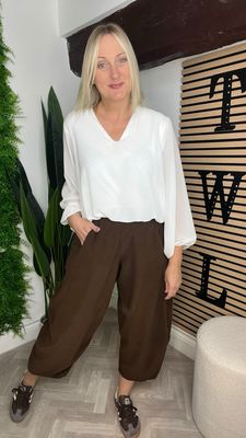 Balloon Leg Corduroy Trouser - Chocolate