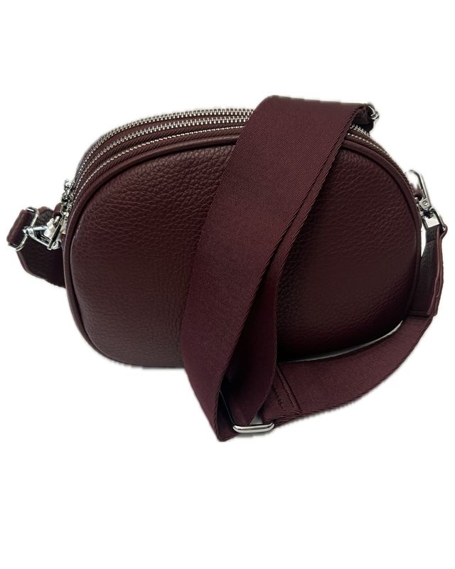 Faux Leather Box Bag - Wine