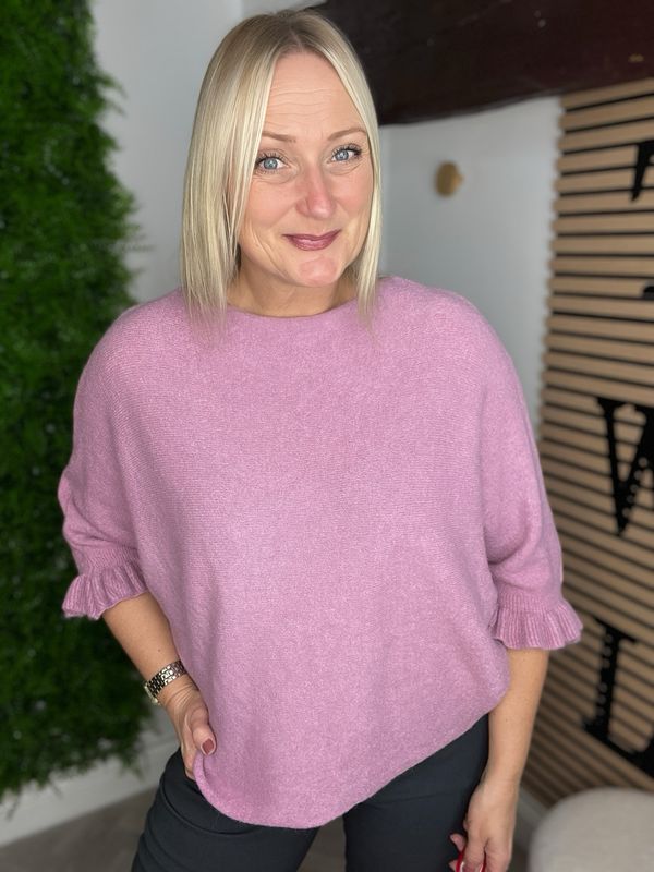 Frill 3/4 Sleeve Jumper - Antique Rose