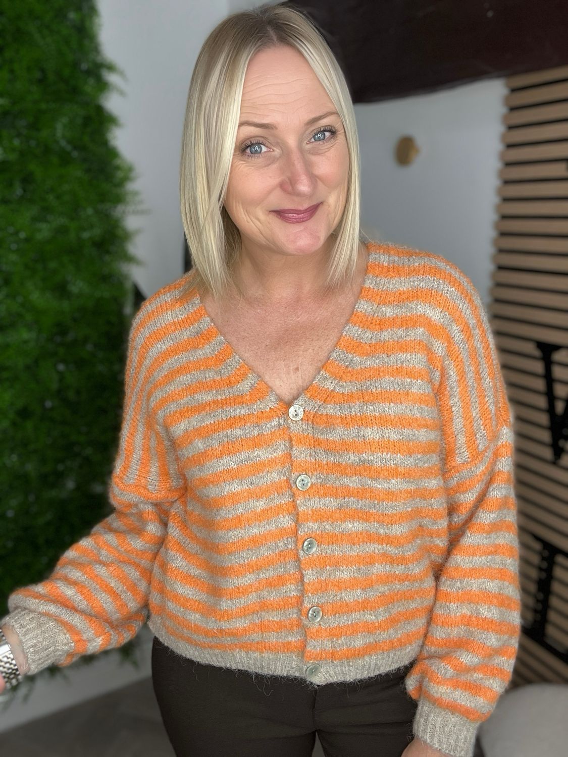 Stripe Cardigan - Orange