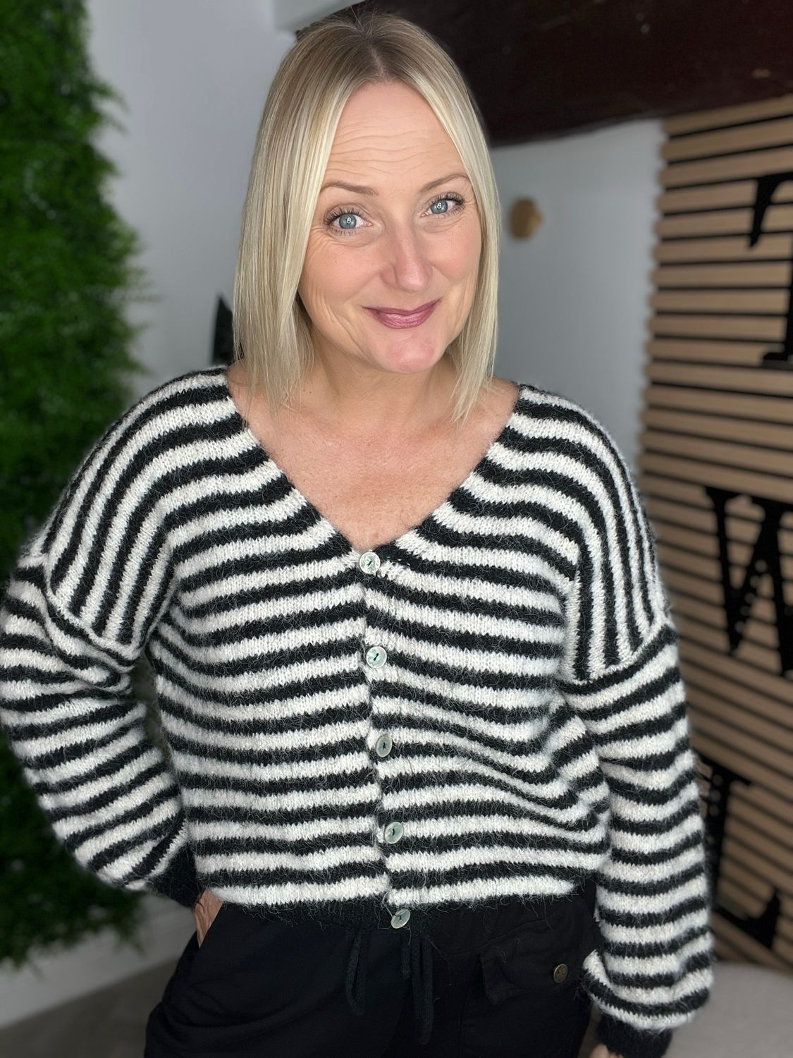 Stripe Cardigan - Black