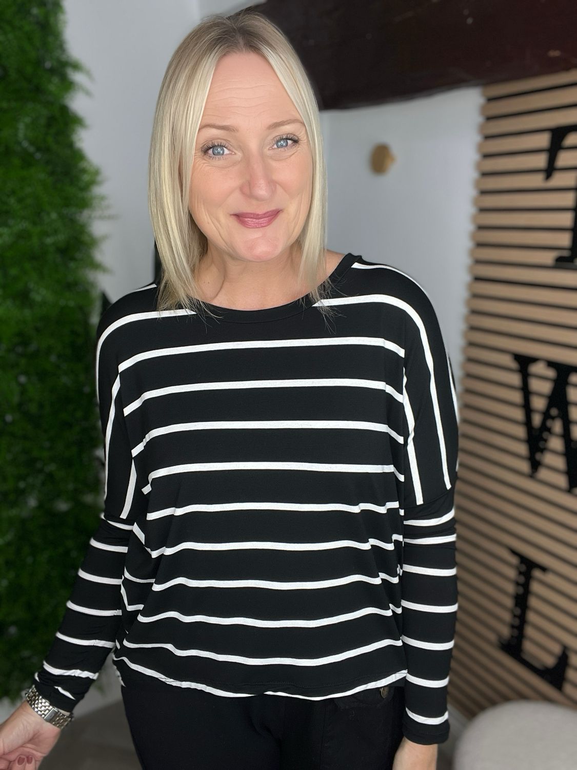 Soft Jersey Block Stripe - Black