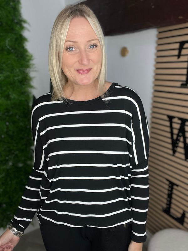Soft Jersey Block Stripe - Black