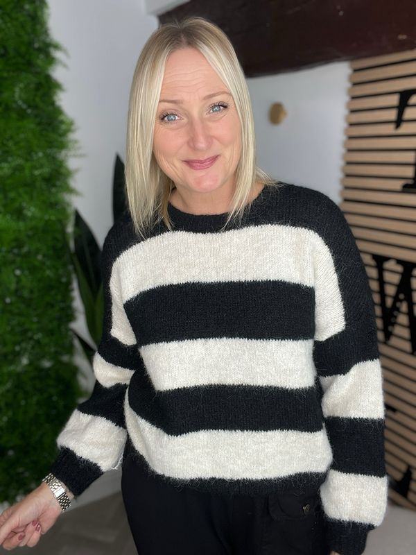Wide Striped Jumper - Black