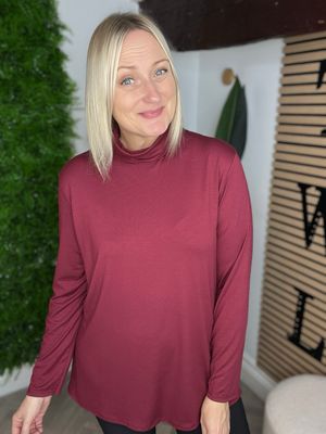 Loose Polo Neck Base Layer - Wine