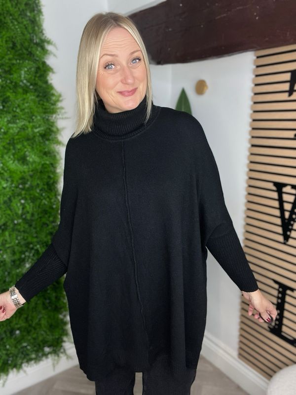 Swing Style Roll Neck Jumper - Black