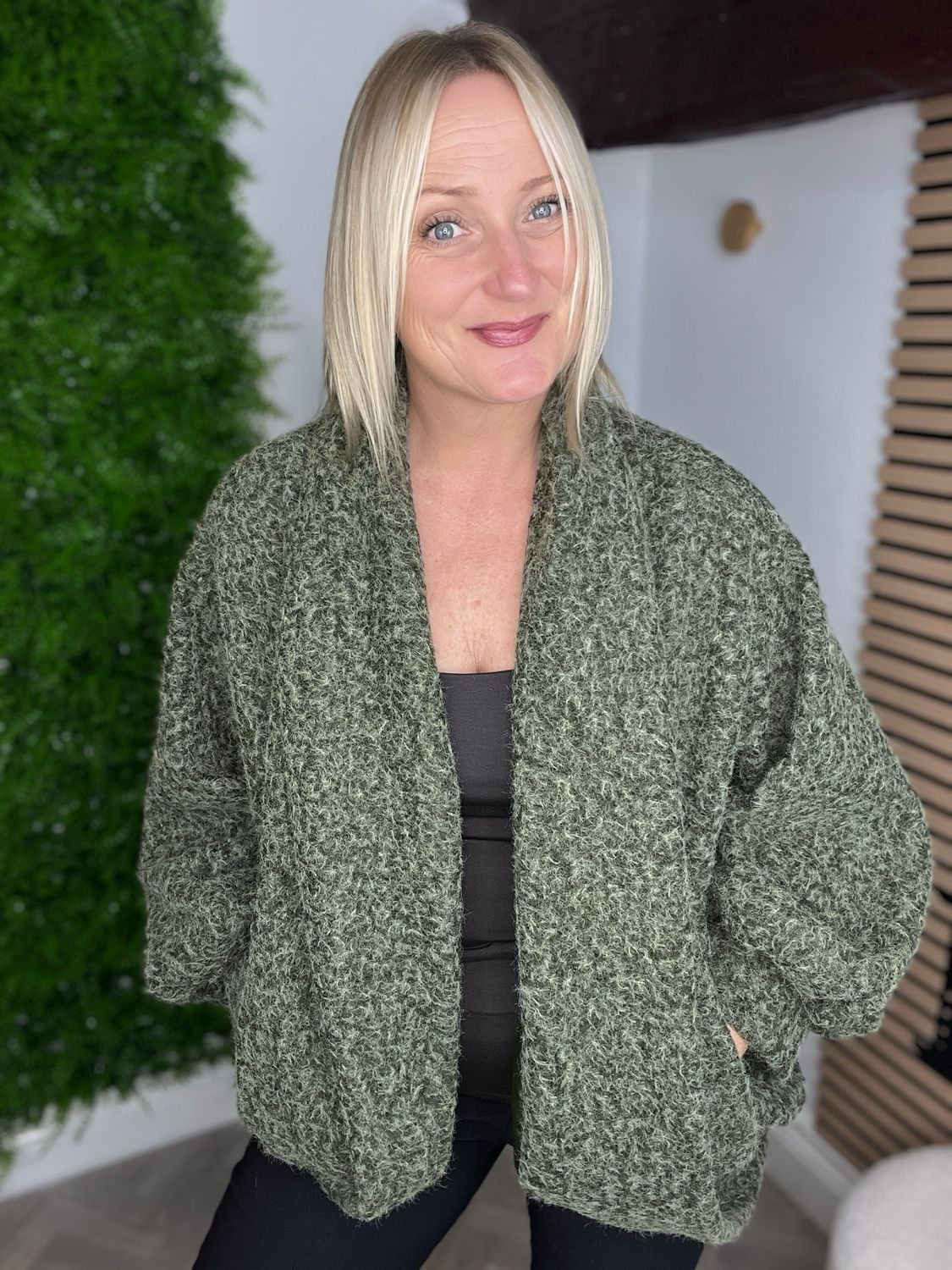 Boucle Edge To Edge Jacket - Khaki