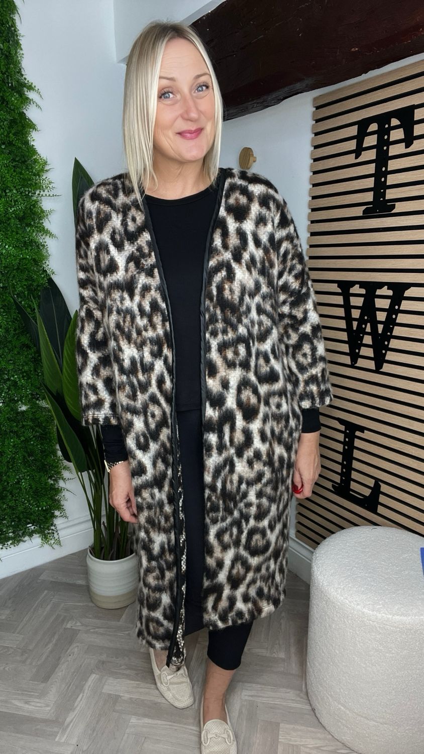 Edge To Edge Long Coatigan - Animal
