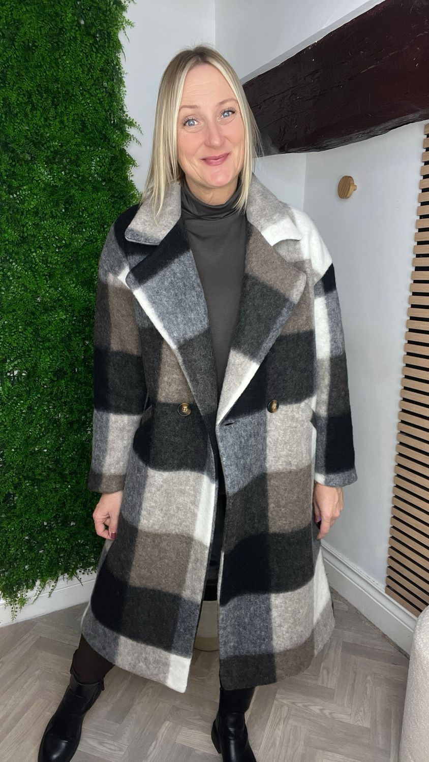 Checkered Duster Coat - Black Mix Checkered Duster Coat - Black Mix