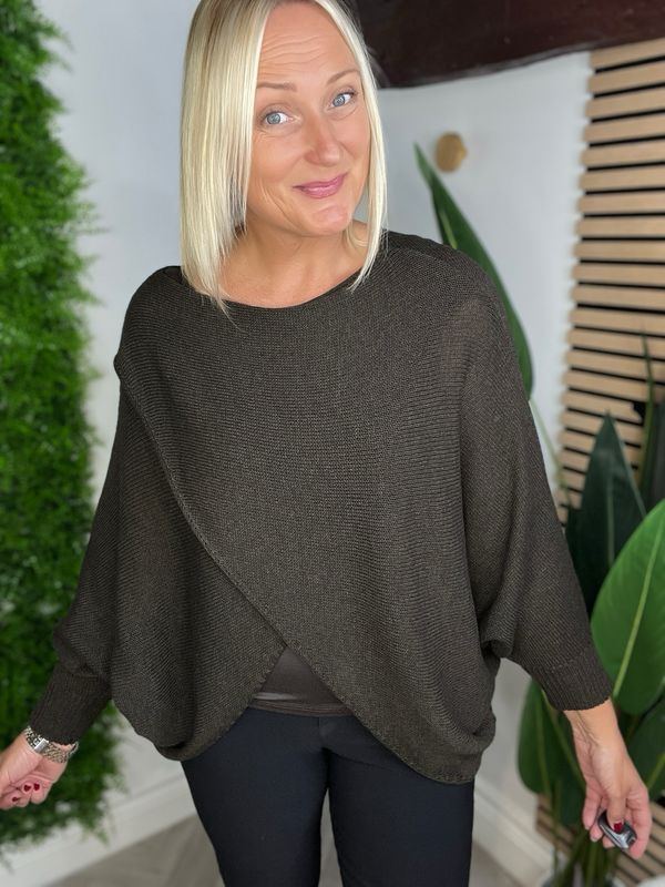 Cross Front Jumper Reversible - Coffee