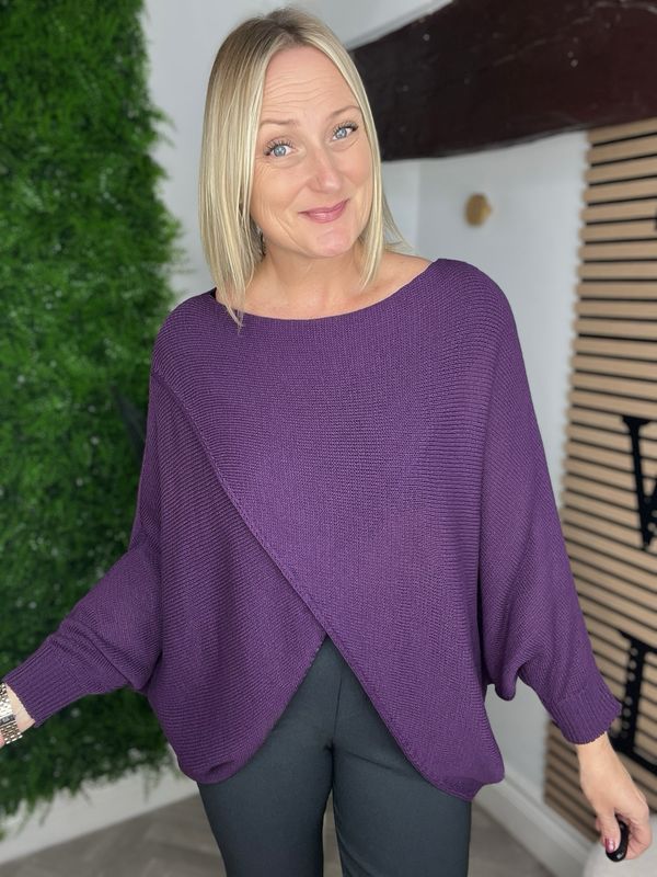 Cross Front Jumper Reversible - Purple