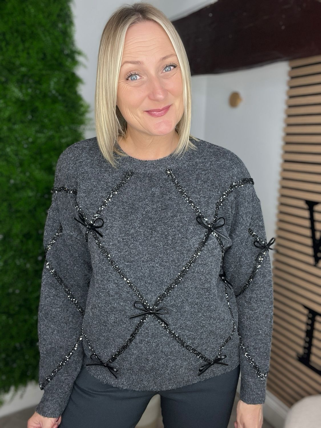 Bow & Ribbon Jumper - Grey Bow & Ribbon Jumper - Grey