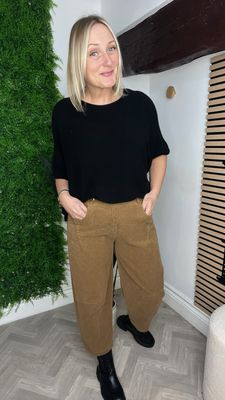 Corduroy Carrot Leg Trousers- Tan Corduroy Carrot Leg Trousers- Tan