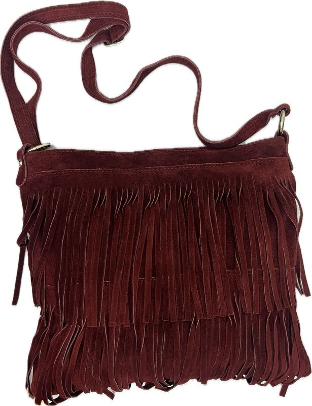 Real Suede Tassel Back - Wine