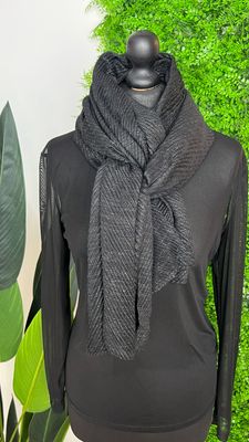 Crinkle Detail Scarf - Black Silver Fleck Crinkle Detail Scarf - Black Silver Fleck