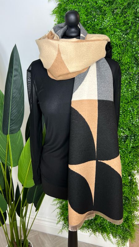 Abstract Scarf - Camel & Black