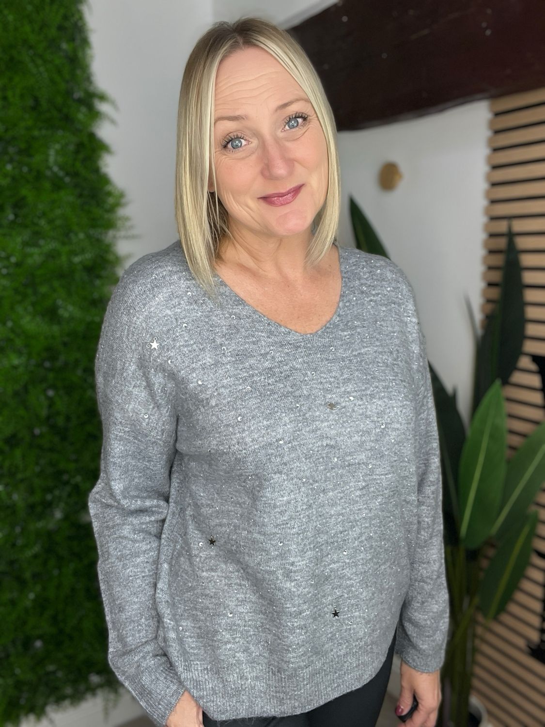 Star Drop Jumper - Grey Star Drop Jumper - Grey