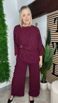 Sparkle 2 Pice Co Ord - Wine