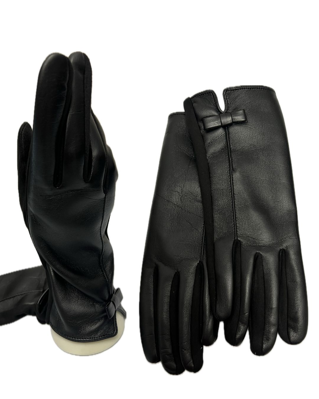 Faux Leather Gloves - Black