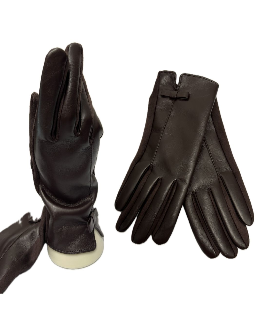 Faux Leather Gloves - Chocolate
