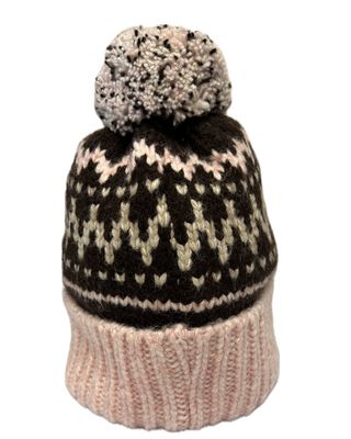 Bobble Hat - Pink & Brown Mix Bobble Hat - Pink & Brown Mix