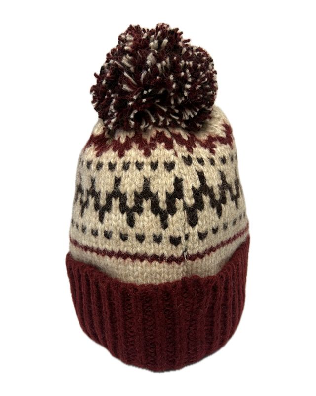 Bobble Hat - Wine & Brown Mix