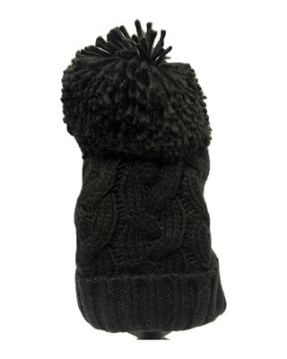 Cable Knit Bobble Hat - Black Cable Knit Bobble Hat - Black