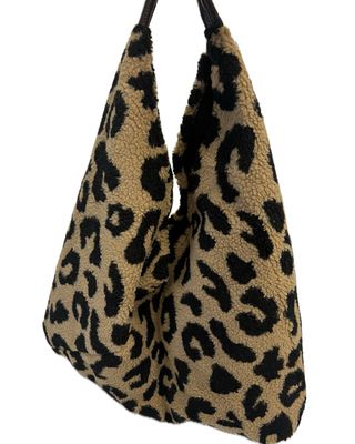 Borg Slouch Shoulder Bag - Camel Animal