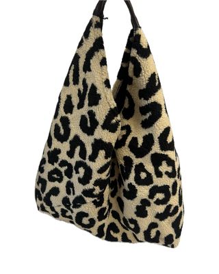 Borg Slouch Shoulder Bag - Cream Animal