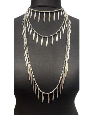 Triple Layer Single Clasp Necklace- Silver