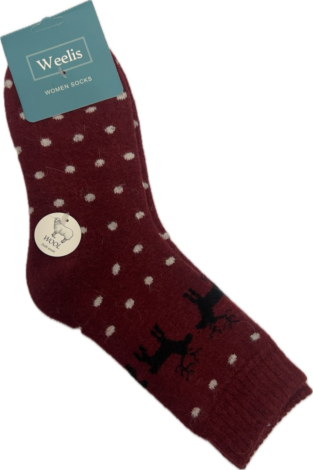 Wool Blend Socks - Reindeer Wine