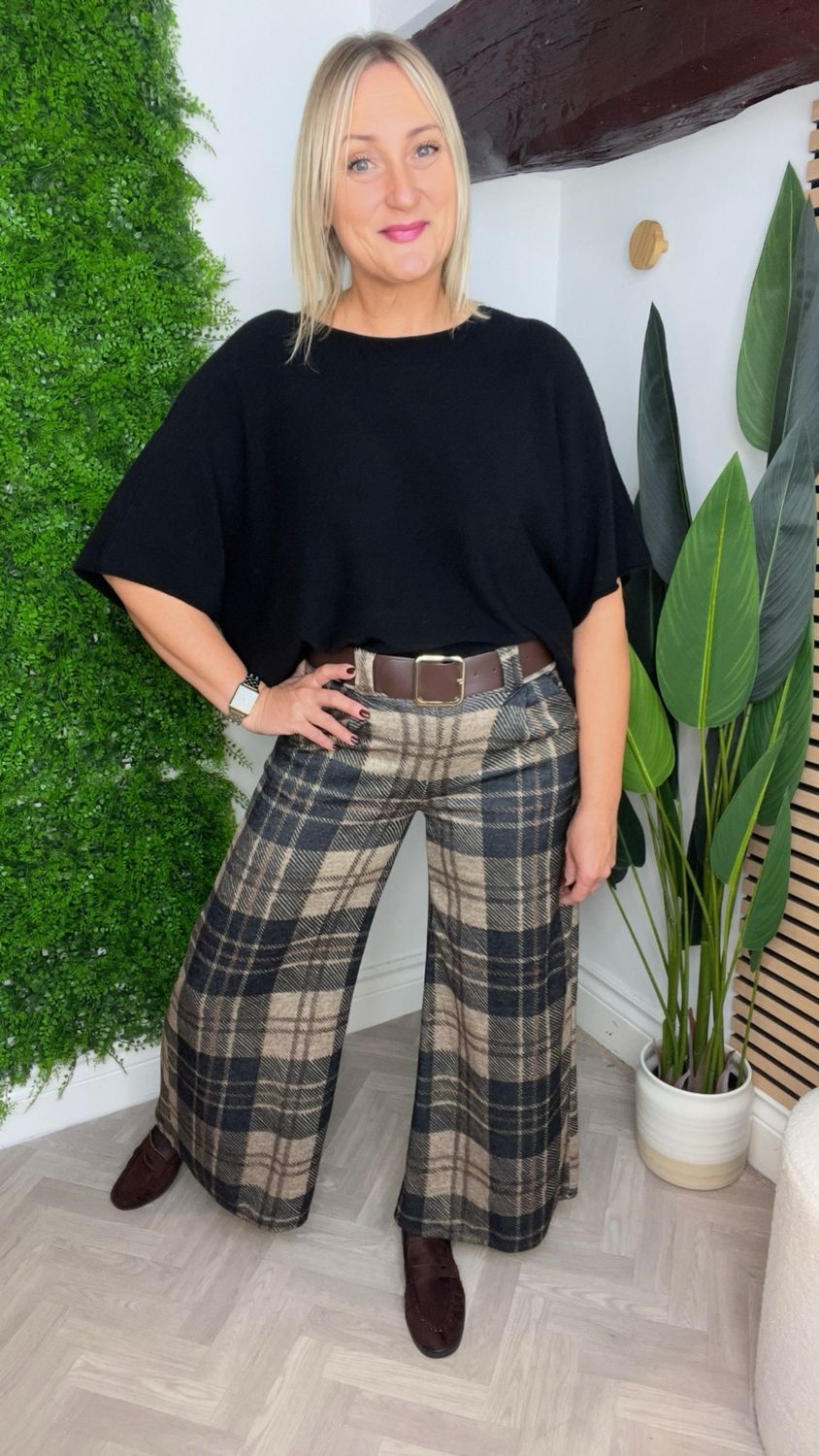 Tartan Wide Leg Trousers Tartan Wide Leg Trousers