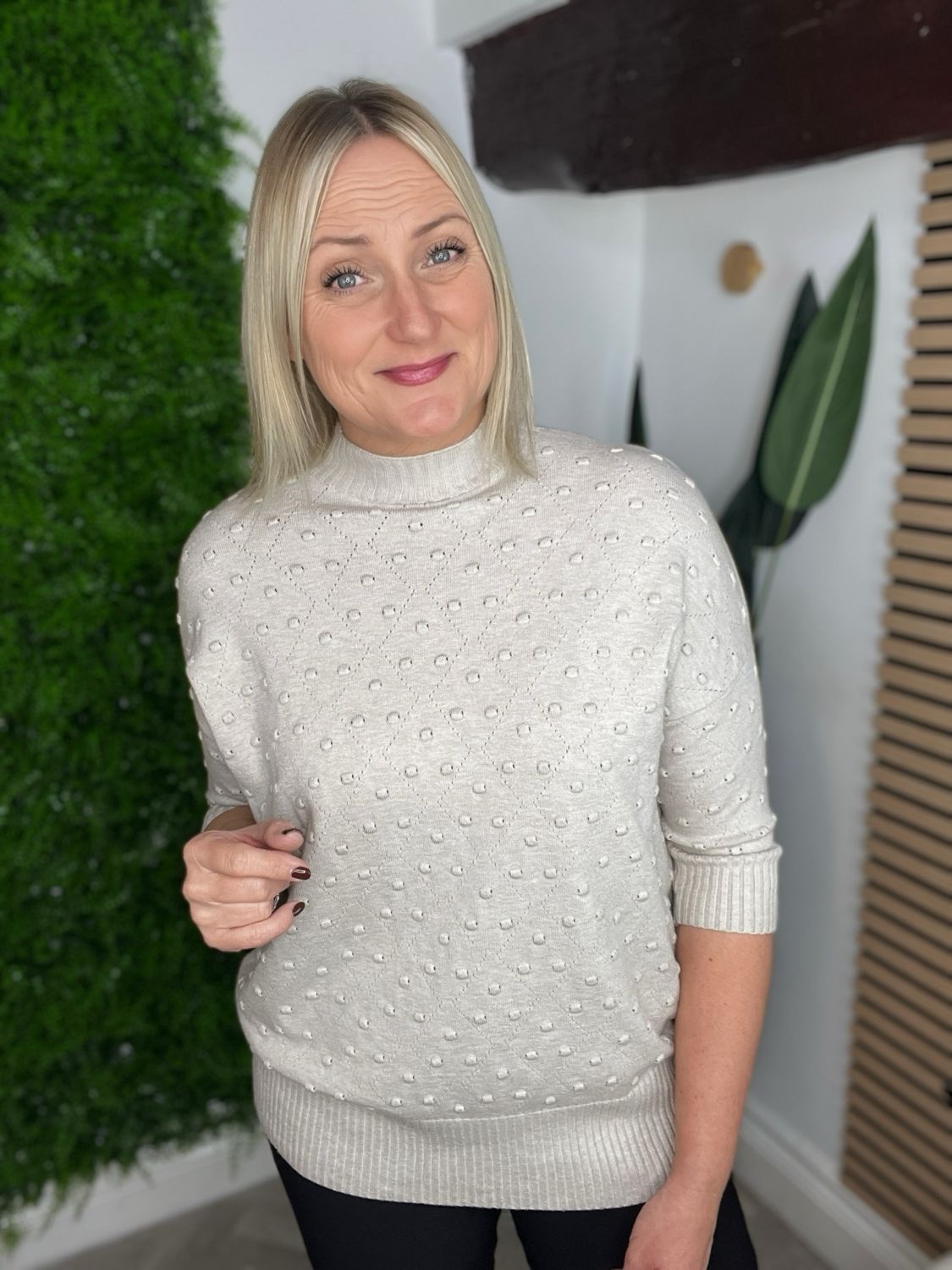 Bobble Detail Jumper - Ecru