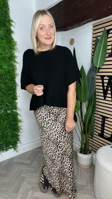 Bias Cut Silk Blend Skirt - Animal Print