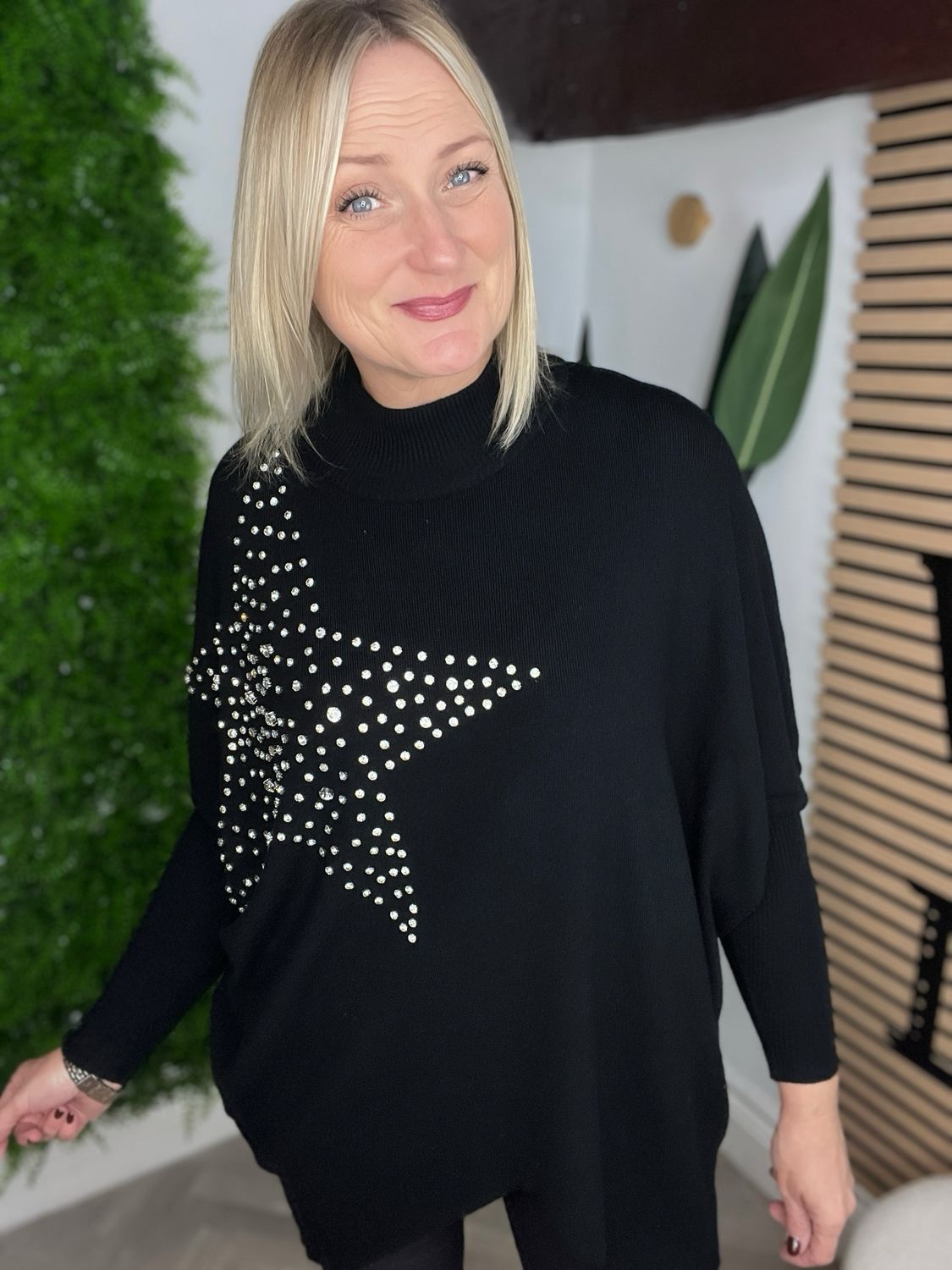 Large Crystal Star Jumper - Black Large Crystal Star Jumper - Black