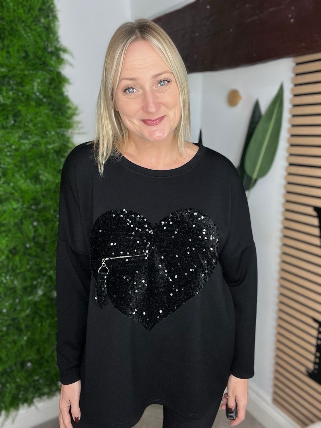 Sequin Heart Scuba Style - Black Sequin Heart Scuba Style - Black