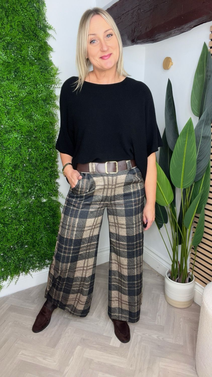 Tartan Wide Leg Trousers Tartan Wide Leg Trousers