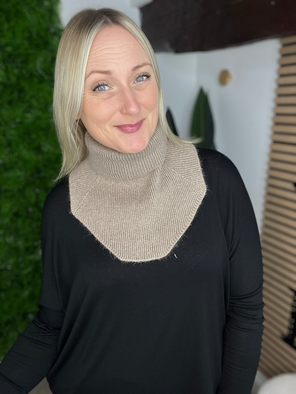 Faux Roll Neck Warmer - Taupe