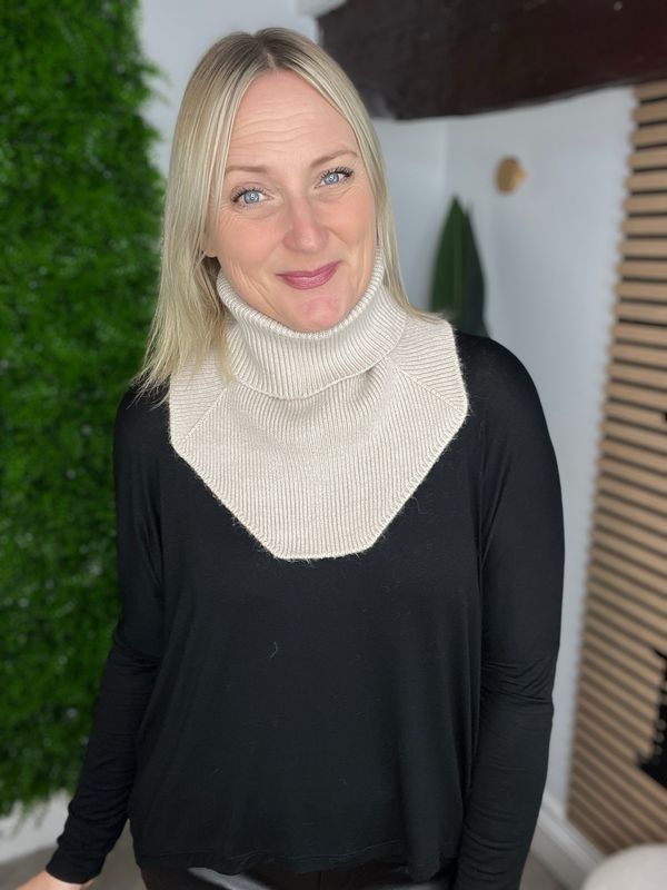 Faux Roll Neck Warmer - Ecru