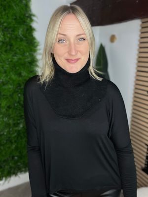 Faux Roll Neck Warmer - Black