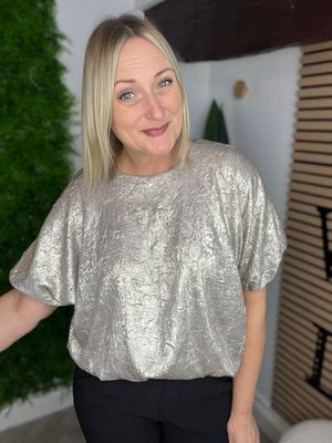 Textured Blouson Top - Champagne