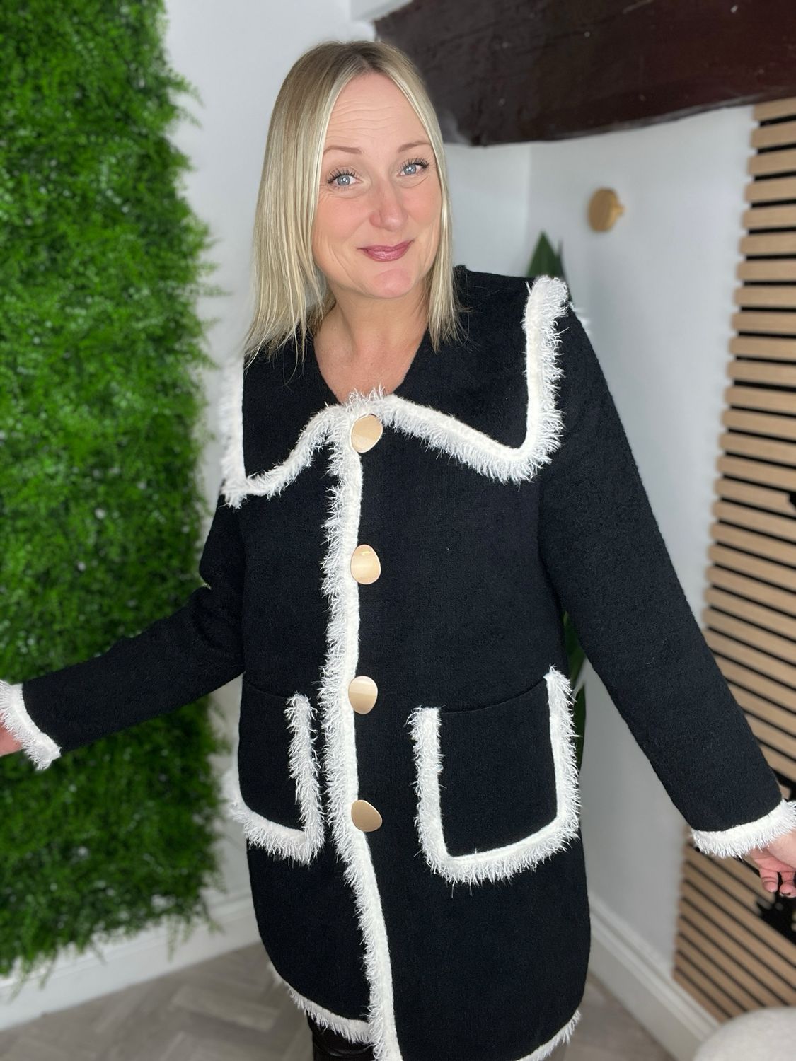 Deluxe Feather Trimmed Jacket With Bertha Collar Deluxe Feather Trimmed Jacket With Bertha Collar